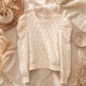 Quilted puff sleeve sweatshirt
